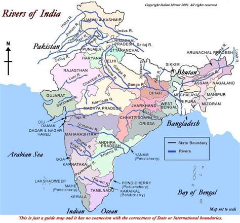 Map of India with Rivers